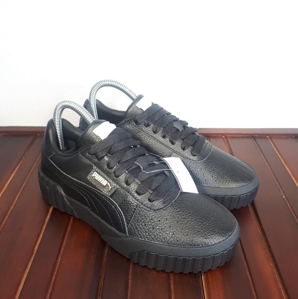 PUMA CALI LEATHER BLACK GOLD WOMENS SNEAKERS